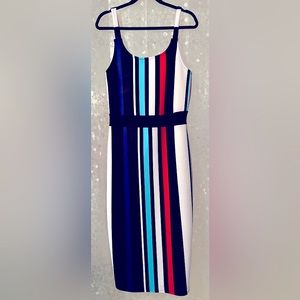 Multicolor Scuba Knit Bodycon Tank Midi Dress